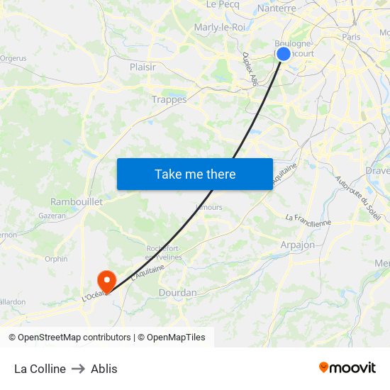 La Colline to Ablis map