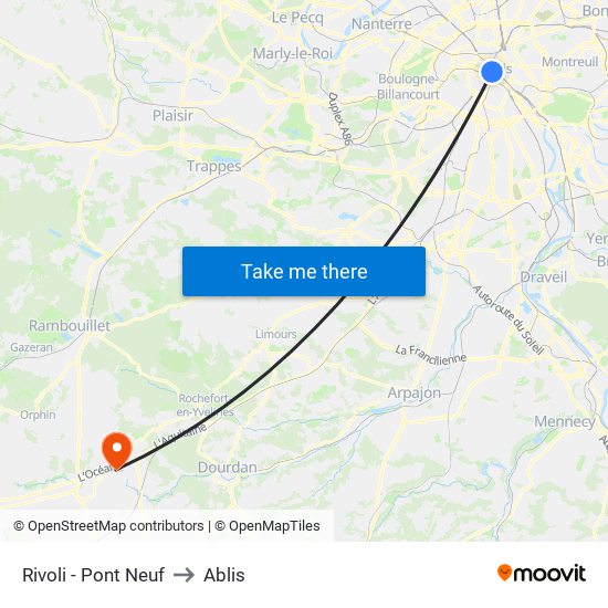 Rivoli - Pont Neuf to Ablis map