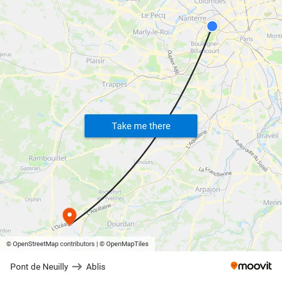 Pont de Neuilly to Ablis map