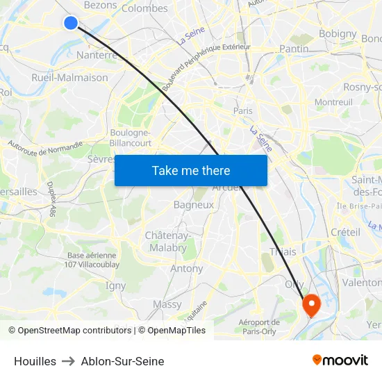 Houilles to Ablon-Sur-Seine map