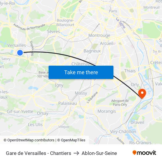 Gare de Versailles - Chantiers to Ablon-Sur-Seine map