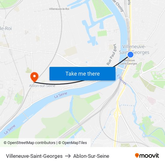 Villeneuve-Saint-Georges to Ablon-Sur-Seine map