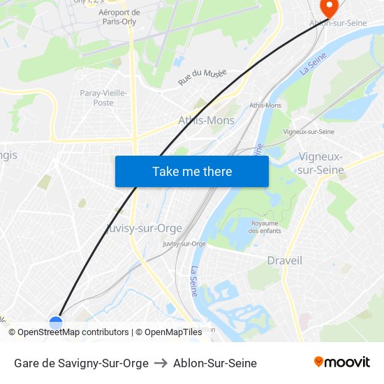 Gare de Savigny-Sur-Orge to Ablon-Sur-Seine map