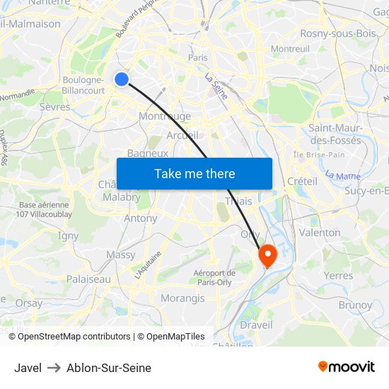 Javel to Ablon-Sur-Seine map