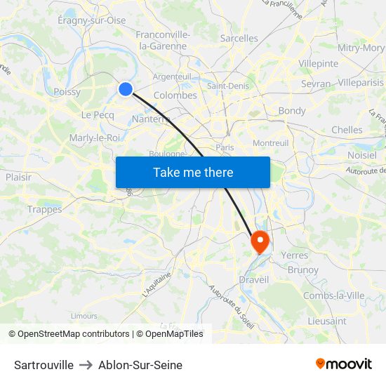 Sartrouville to Ablon-Sur-Seine map