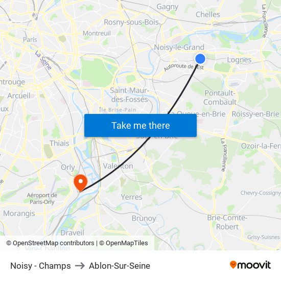 Noisy - Champs to Ablon-Sur-Seine map