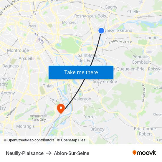 Neuilly-Plaisance to Ablon-Sur-Seine map