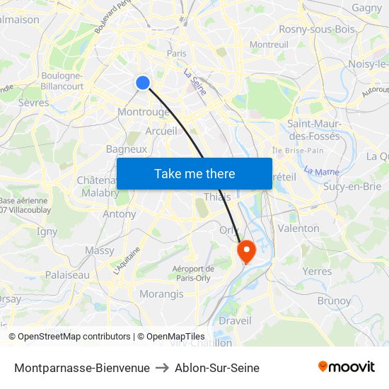 Montparnasse-Bienvenue to Ablon-Sur-Seine map