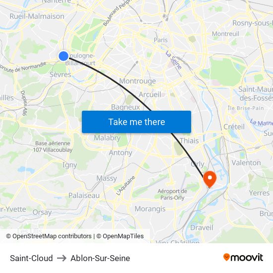 Saint-Cloud to Ablon-Sur-Seine map