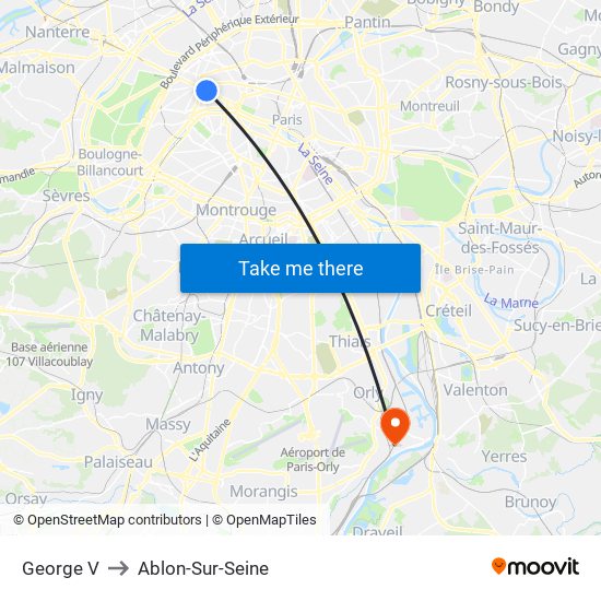 George V to Ablon-Sur-Seine map