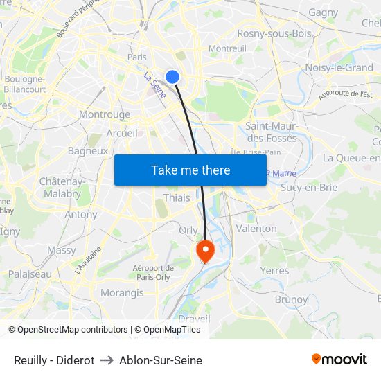 Reuilly - Diderot to Ablon-Sur-Seine map