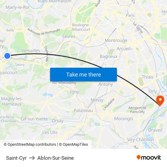 Saint-Cyr to Ablon-Sur-Seine map