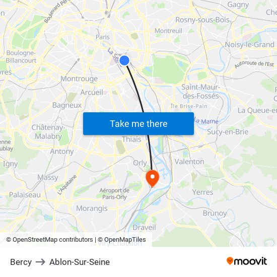 Bercy to Ablon-Sur-Seine map