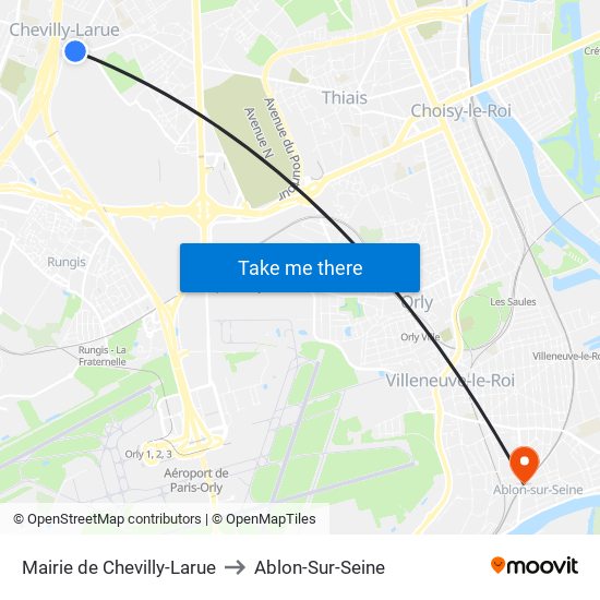 Mairie de Chevilly-Larue to Ablon-Sur-Seine map