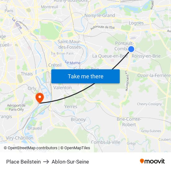 Place Beilstein to Ablon-Sur-Seine map