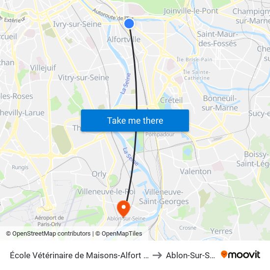 École Vétérinaire de Maisons-Alfort - Métro to Ablon-Sur-Seine map