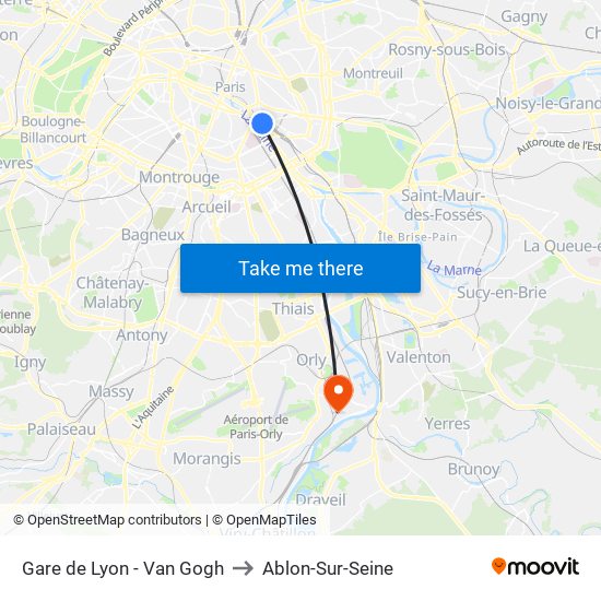 Gare de Lyon - Van Gogh to Ablon-Sur-Seine map