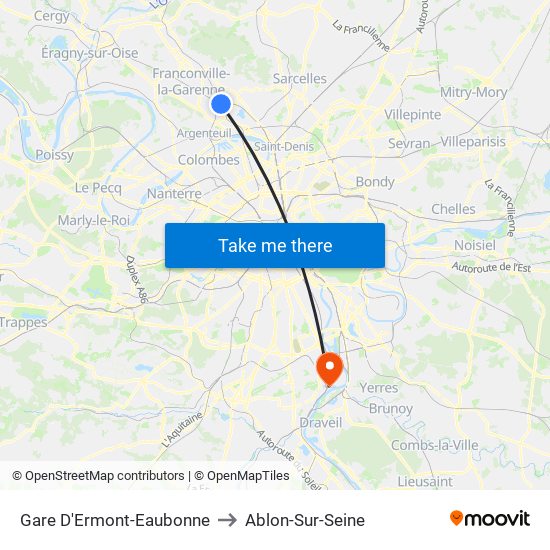 Gare D'Ermont-Eaubonne to Ablon-Sur-Seine map