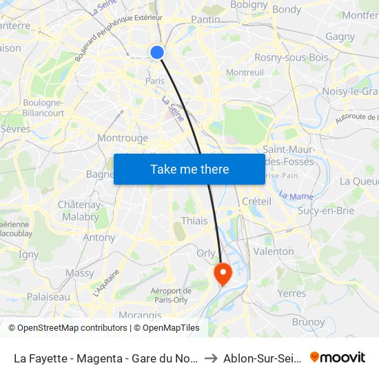 La Fayette - Magenta - Gare du Nord to Ablon-Sur-Seine map
