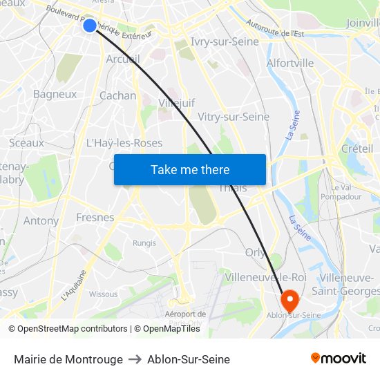 Mairie de Montrouge to Ablon-Sur-Seine map