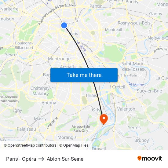 Paris - Opéra to Ablon-Sur-Seine map