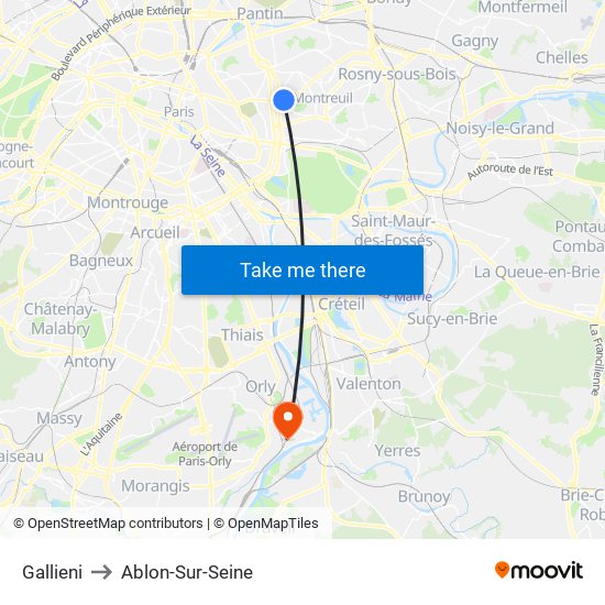 Gallieni to Ablon-Sur-Seine map