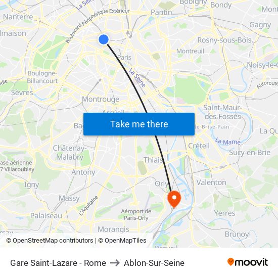 Gare Saint-Lazare - Rome to Ablon-Sur-Seine map