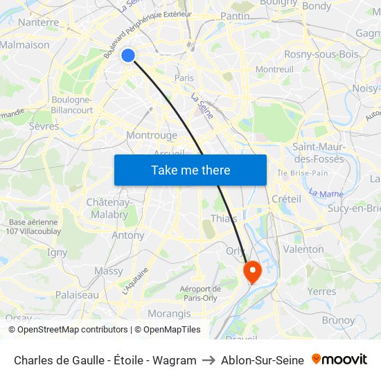 Charles de Gaulle - Étoile - Wagram to Ablon-Sur-Seine map