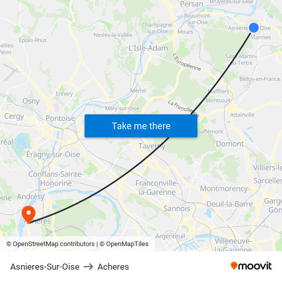 Asnieres-Sur-Oise to Acheres map