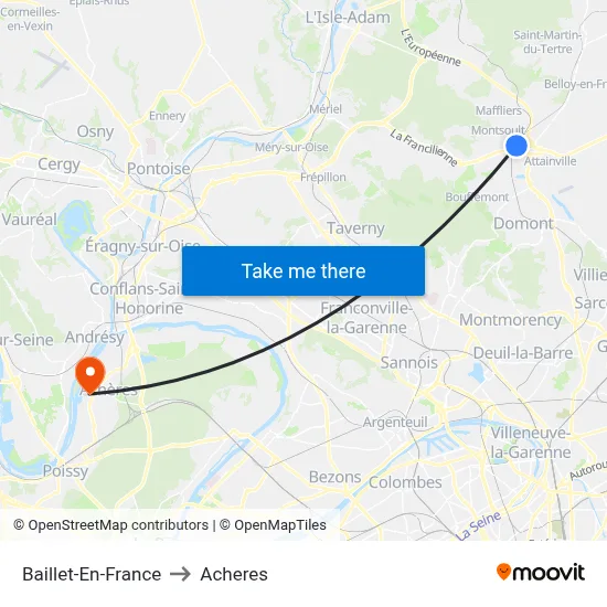 Baillet-En-France to Acheres map