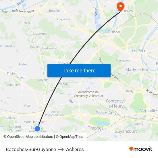 Bazoches-Sur-Guyonne to Acheres map