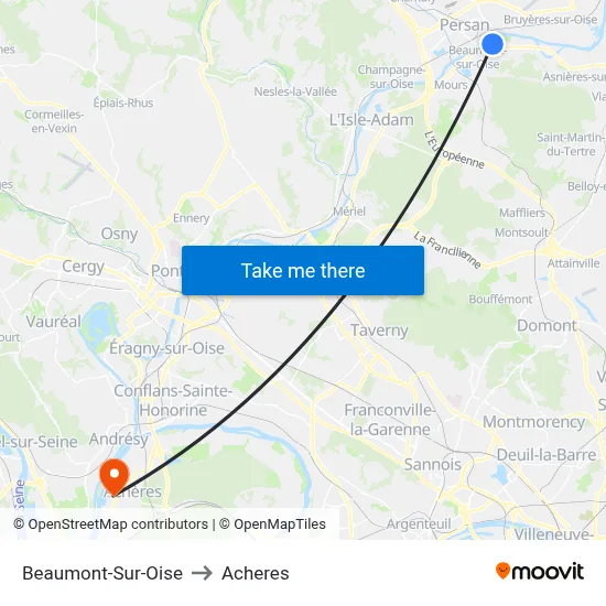 Beaumont-Sur-Oise to Acheres map