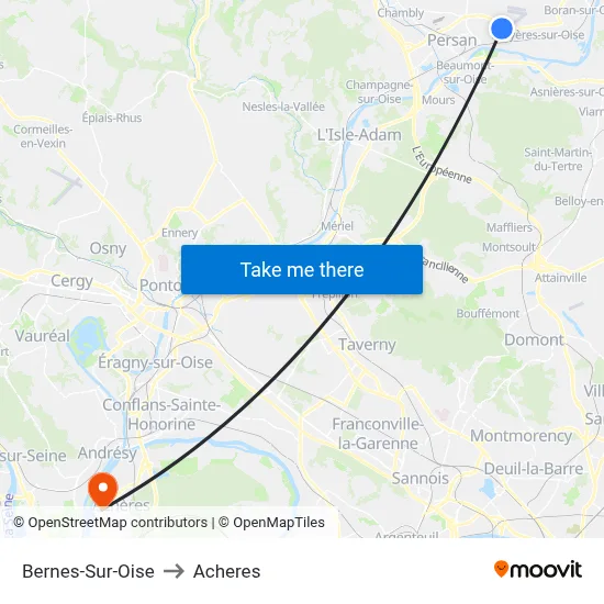 Bernes-Sur-Oise to Acheres map