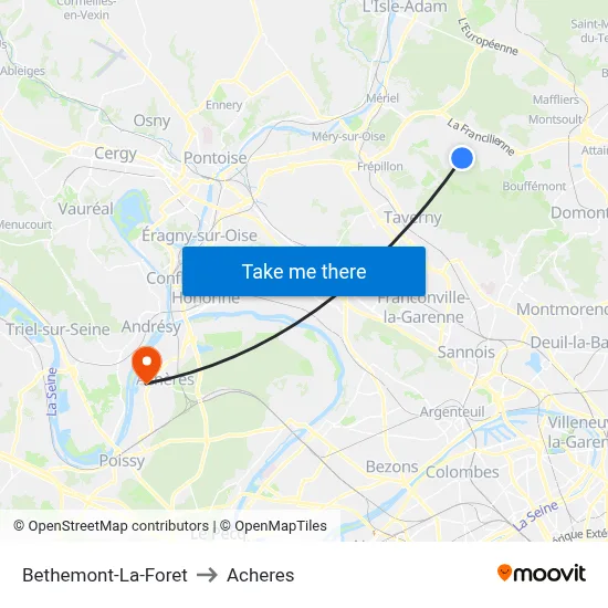 Bethemont-La-Foret to Acheres map