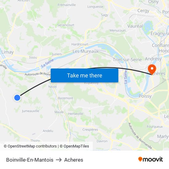 Boinville-En-Mantois to Acheres map