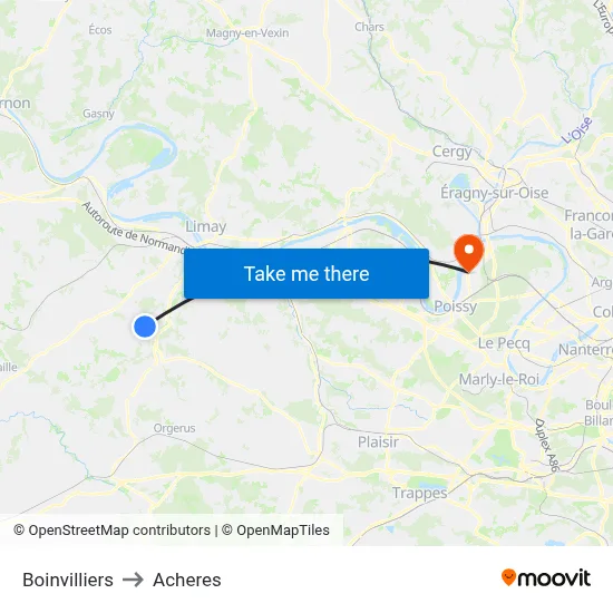 Boinvilliers to Acheres map