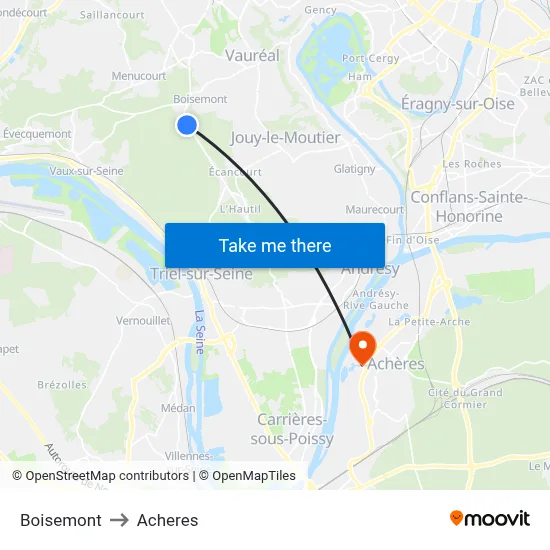 Boisemont to Acheres map