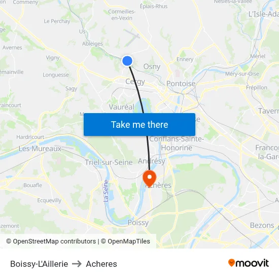 Boissy-L'Aillerie to Acheres map