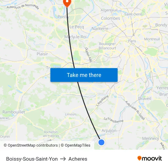 Boissy-Sous-Saint-Yon to Acheres map