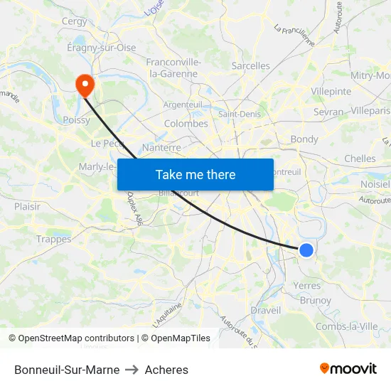 Bonneuil-Sur-Marne to Acheres map