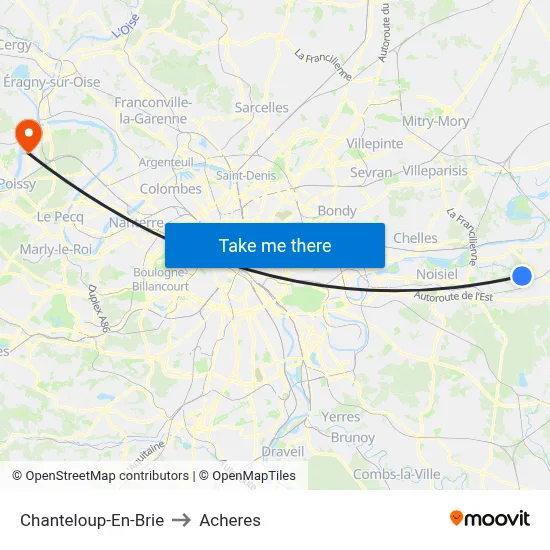 Chanteloup-En-Brie to Acheres map