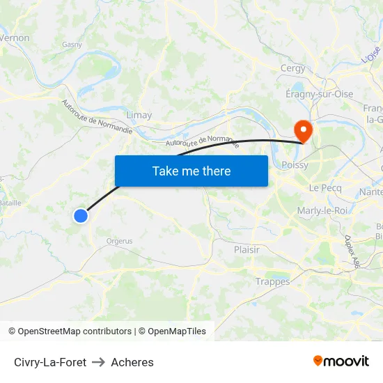 Civry-La-Foret to Acheres map