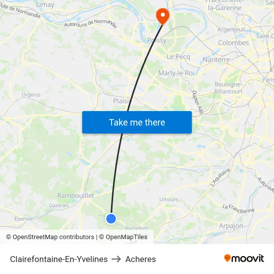 Clairefontaine-En-Yvelines to Acheres map
