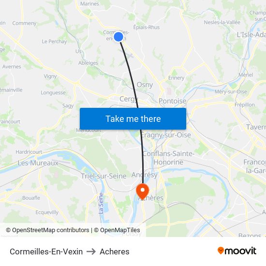 Cormeilles-En-Vexin to Acheres map