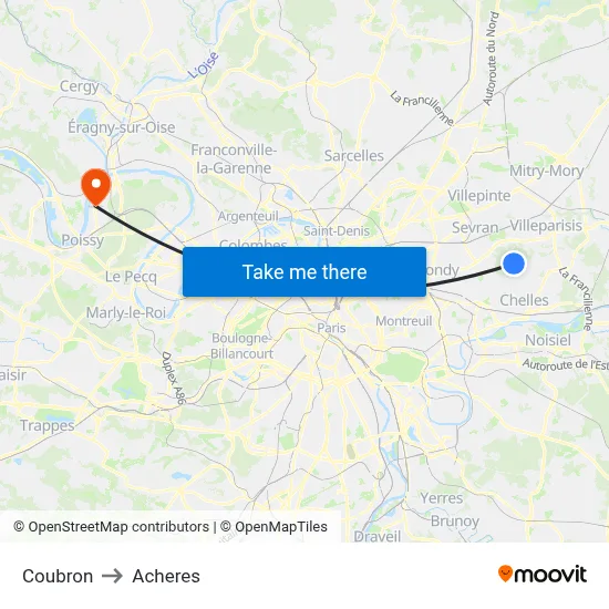 Coubron to Acheres map