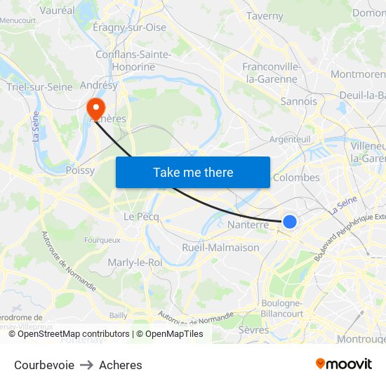 Courbevoie to Acheres map