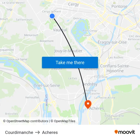 Courdimanche to Acheres map