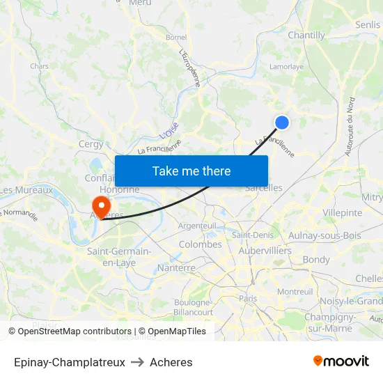 Epinay-Champlatreux to Acheres map