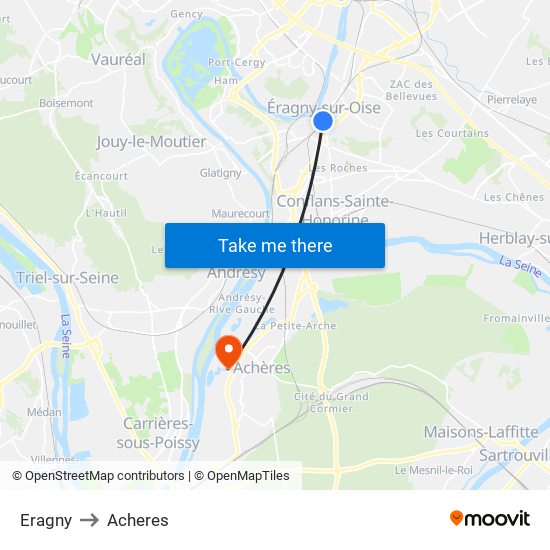 Eragny to Acheres map