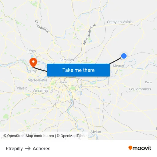 Etrepilly to Acheres map